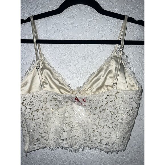 LF Native Rose Cream Silk & Lace Off The Shoulder Crop Top Women's Size 8 NWTS X - Picture 8 of 11